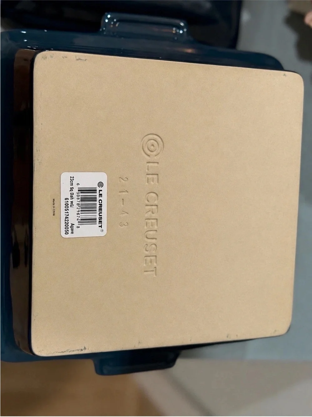 Le Creuset AGAVE Teal 23cm Square Heritage Dish With Lid 9